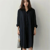 Casual Loose Mid-Length Shirt, Korean Style, Long Sleeve